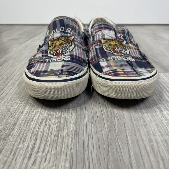 Polo Ralph Lauren Sneakers Keaton Slip On Tiger Plaid Shoes Size 12 Preppy A - Picture 2 of 10